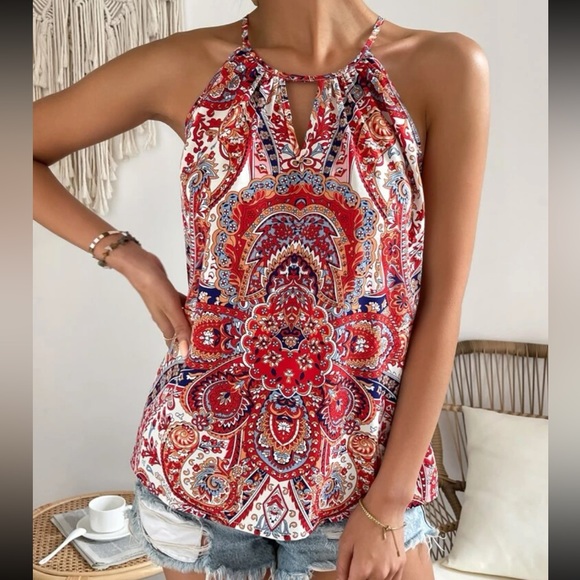 Boho paisley floral print halter - Picture 4 of 7